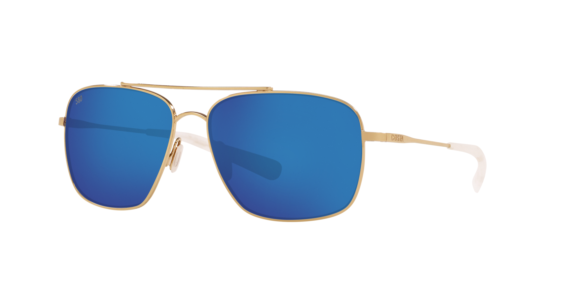 Costa Del Mar Canaveral Sunglasses Shiny Palladium/Green Mirror 580Plastic 